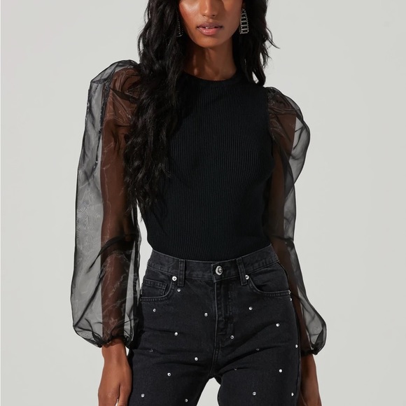 ASTR Audrina Chiffon Sleeeve Sweater - Picture 6 of 6